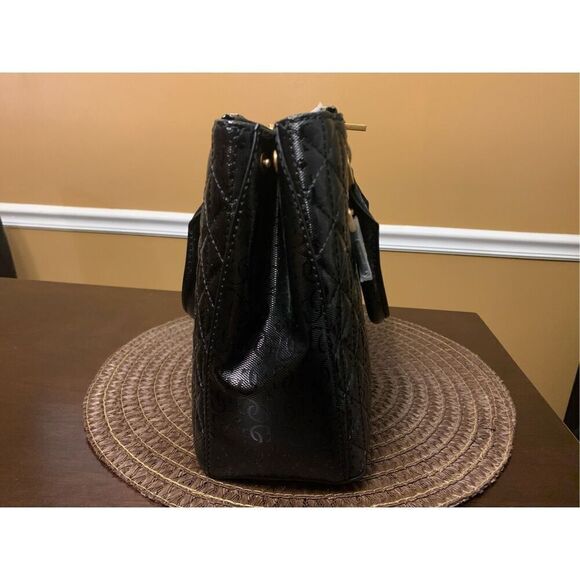 Guess Black Aveta Status Quilted Satchel Bag Handbag NEW - Picture 3 of 5
